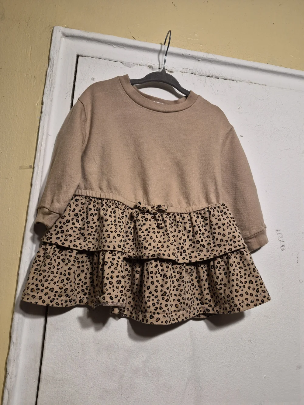 Carter's Toddler Leopard Print Tiered Matching Cotton Dress Set in Tan Size 18M
